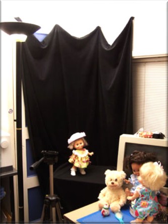 Pamela's photo shooting set up